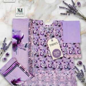 xquisite Lavender Floral Unstitched Suit (TH003)